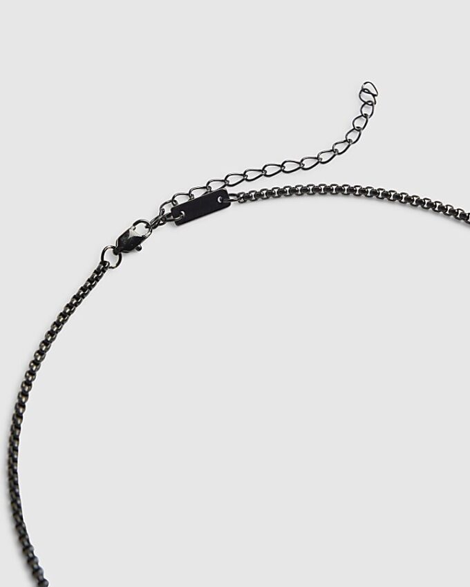 Black Steel Black Tag Necklace