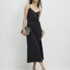 Black Strappy Twist Side Slip Dress