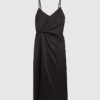Black Strappy Twist Side Slip Dress