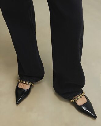 Black Studded Flat Pumps