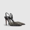 Black Studded Perspex Court Slingback Heels