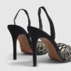 Black Studded Perspex Court Slingback Heels
