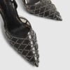 Black Studded Perspex Court Slingback Heels