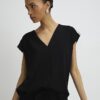 Black Tape Detail V Neck Tank Top