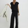 Black Tape Detail V Neck Tank Top