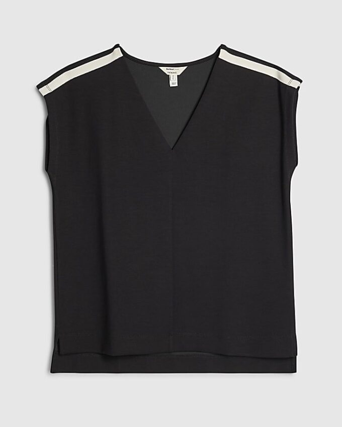 Black Tape Detail V Neck Tank Top