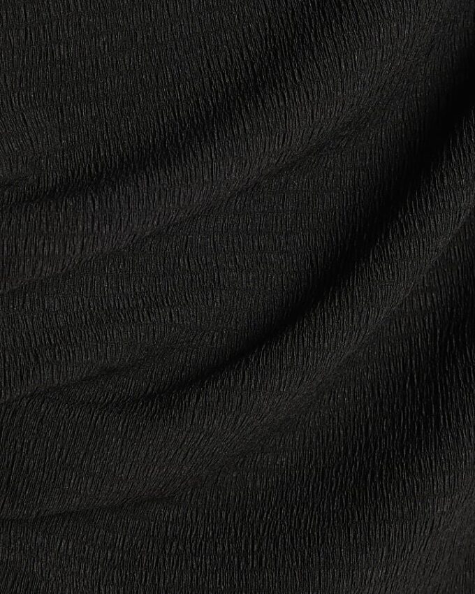 Black Textured Short Sleeve Off Shoulder Top