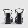 Black Triple Strap Platform Heeled Sandals