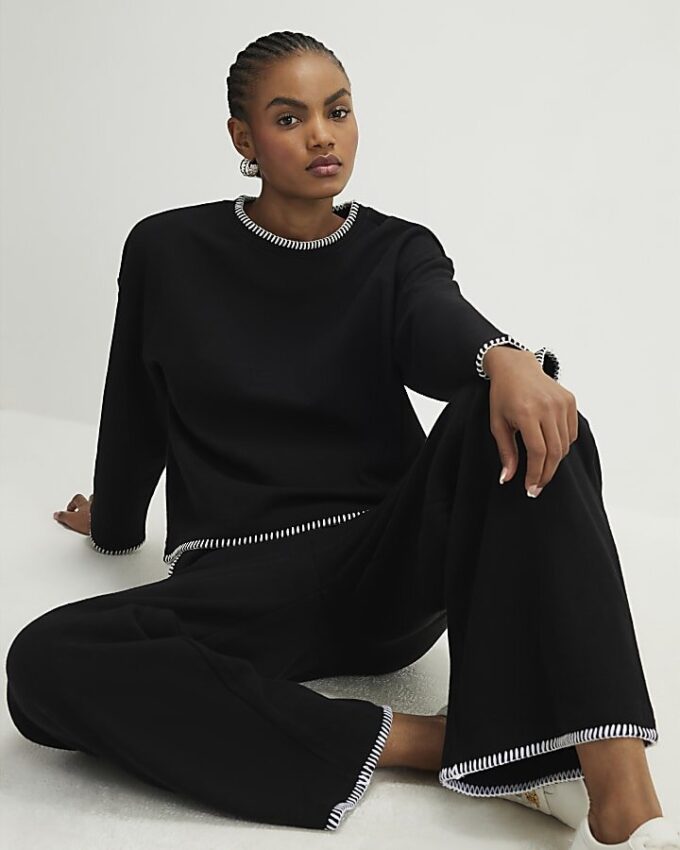 Black Whipstitch Cosy Sweatshirt