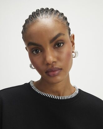 Black Whipstitch Cosy Sweatshirt