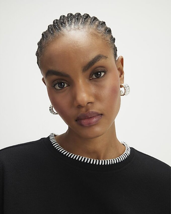 Black Whipstitch Cosy Sweatshirt