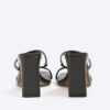 Black Wide Fit Strap Mule Heeled Sandals