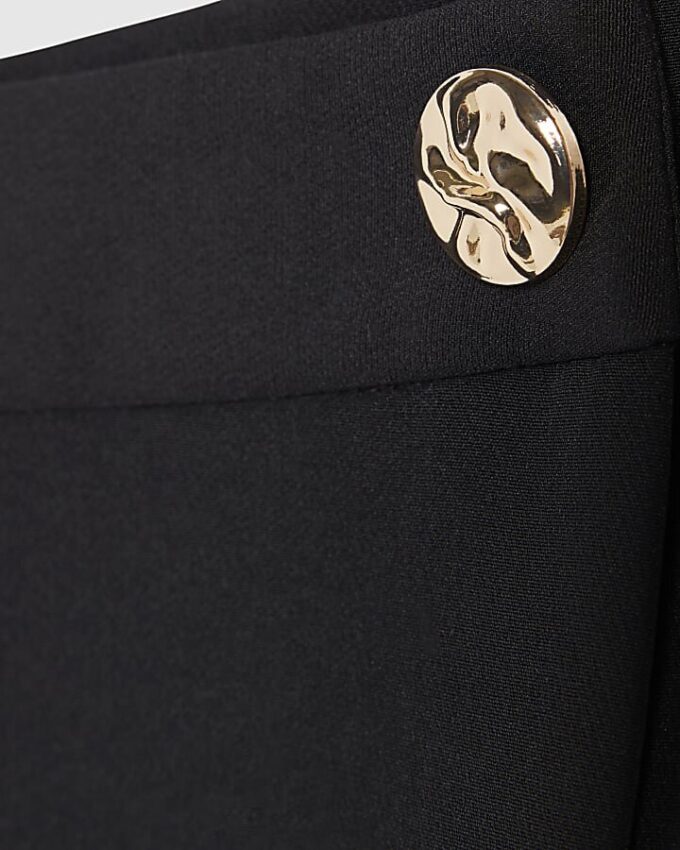 Black Wrap Button Detail Skort