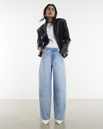 Blue Baggy Wide Leg Jeans