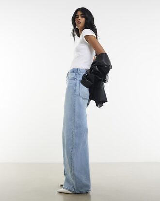 Blue Baggy Wide Leg Jeans