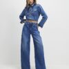 Blue Baggy Wide Leg Tie Waist Jeans