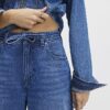 Blue Baggy Wide Leg Tie Waist Jeans