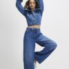 Blue Baggy Wide Leg Tie Waist Jeans