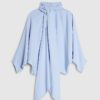 Blue Batwing Sleeve Pussybow Blouse