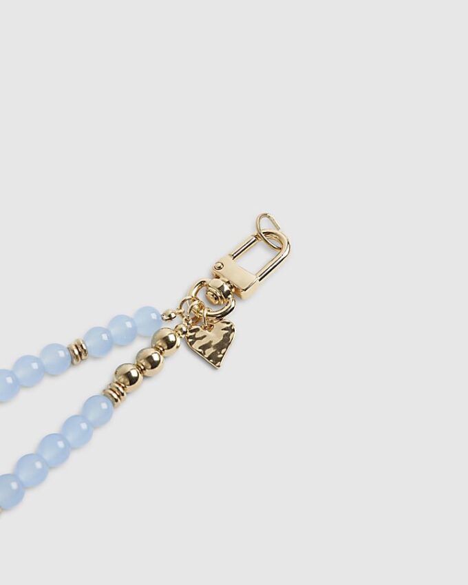 Blue Beaded Phone Chain