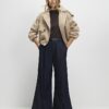 Blue Belted Split Hem Wide Leg Jeans