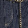 Blue Belted Wide Leg Jeans