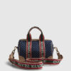 Blue Denim Monogram Webbing Detail Bowler Bag