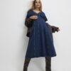 Blue Denim Short Sleeve Seamed Midi Dress