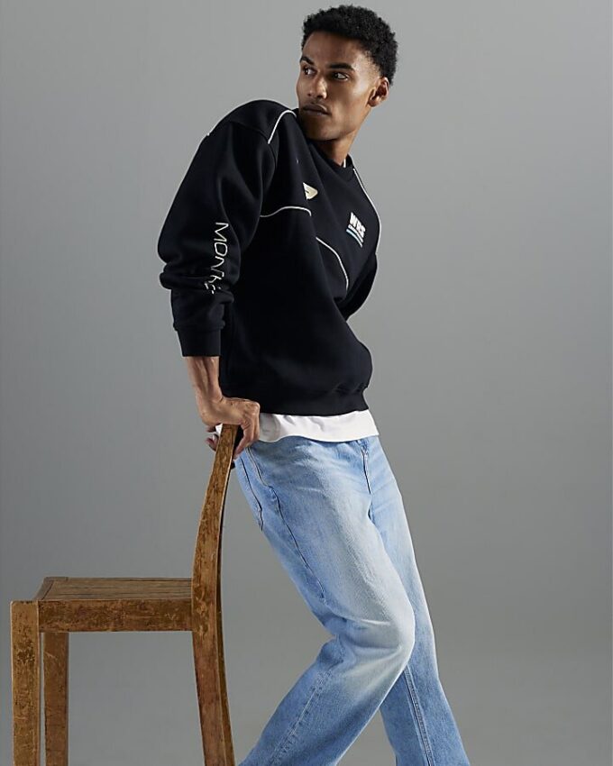 Blue Denim Straight Leg Jeans
