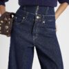 Blue Double Waistband Wide Leg Jeans