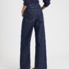 Blue Double Waistband Wide Leg Jeans