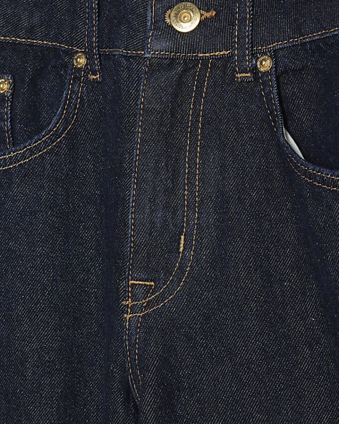 Blue Double Waistband Wide Leg Jeans