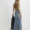 Blue Drawstring Wide Leg Jeans