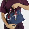 Blue Embossed Charm Tote Bag