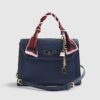 Blue Embossed Charm Tote Bag