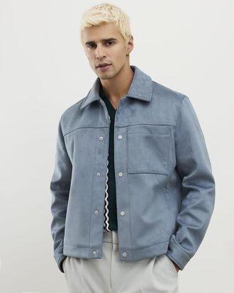 Blue Faux Suedette Western Jacket