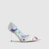 Blue Floral Embellished Court Heels