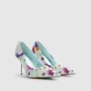 Blue Floral Embellished Court Heels