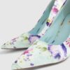 Blue Floral Embellished Court Heels