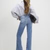 Blue High Waisted Relaxed Flare Jeans