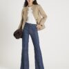 Blue High Waisted Relaxed Flare Seam Jeans
