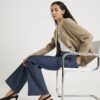 Blue High Waisted Relaxed Flare Seam Jeans