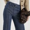 Blue High Waisted Relaxed Flare Seam Jeans