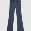 Blue High Waisted Relaxed Flare Seam Jeans