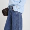 Blue High Waisted Seamed Wide Leg Jeans