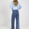 Blue High Waisted Seamed Wide Leg Jeans