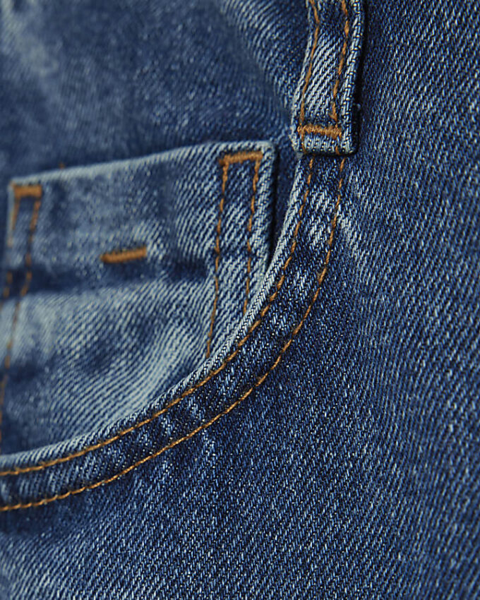 Blue High Waisted Seamed Wide Leg Jeans