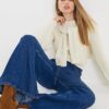Blue High Waisted Soft Wide Leg Jeans