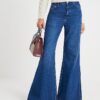 Blue High Waisted Soft Wide Leg Jeans