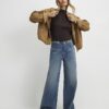 Blue High Waisted Wide Leg Jeans